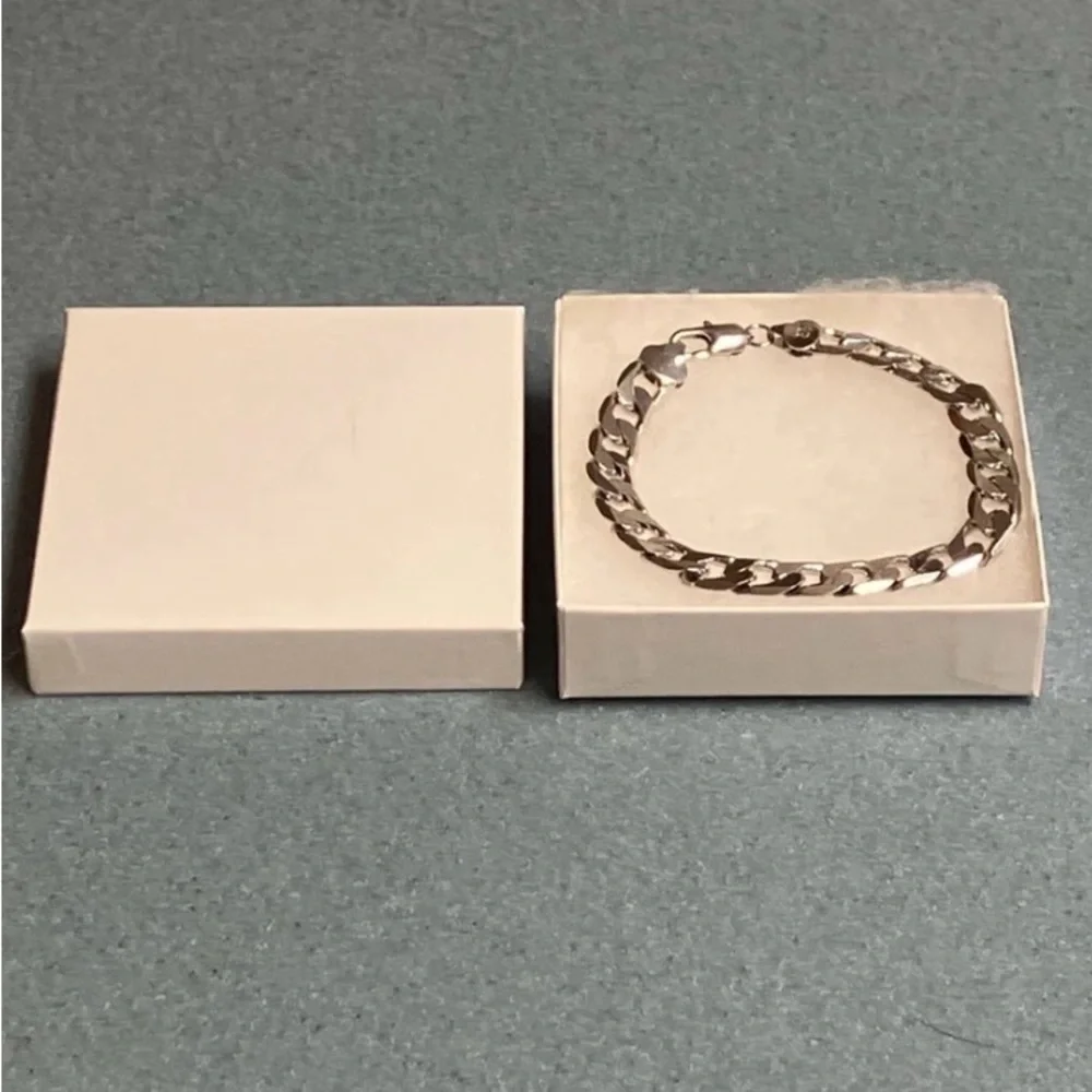 Men's Silver 316L Solid Stainless Steel 8MM Cuban Curb Link Bracelet